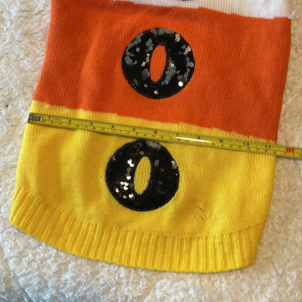 Candy Corn "Boo" Cat or Dog Halloween Sweater Costume Yellow Orange - Picture 2 of 9